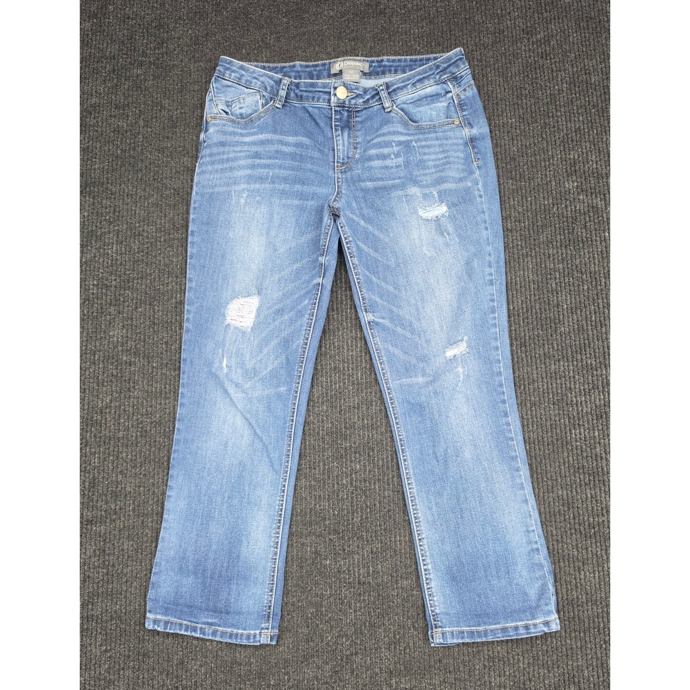 Democracy Flex-ellent Distressed Cropped Jeans Blue Medium Wash Size 10